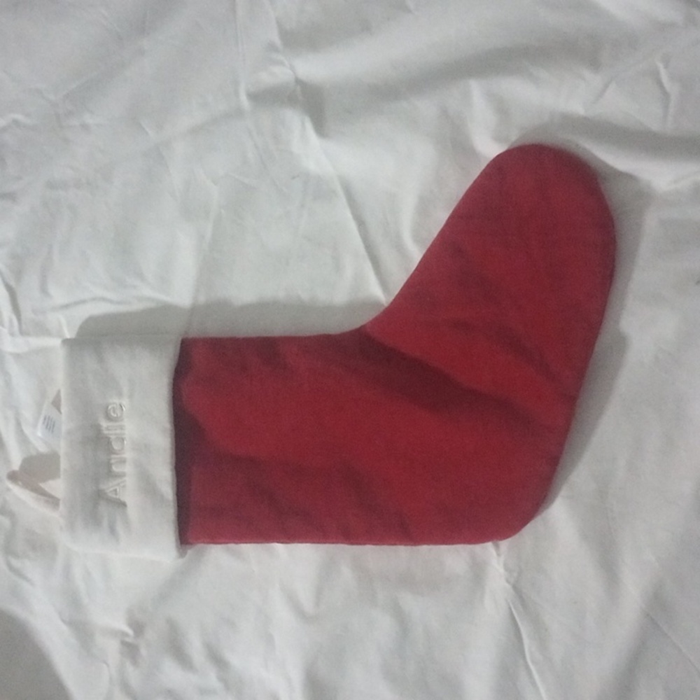 West elm “Andie” red and white velvet Christmas stocking